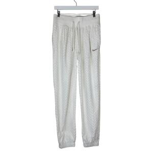 Nike Women White Ribbed Design Track Pant Size Medium